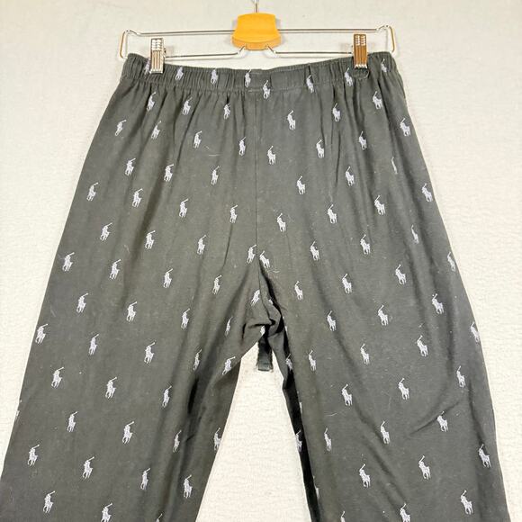 Polo Ralph Lauren Men's Black & Gray Soft Comfy Pony Print Pajama Jogger Pants M - Picture 8 of 10